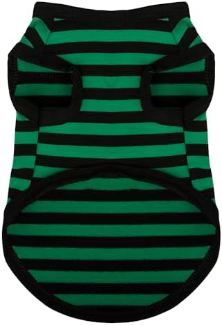 Paiaite Dog Striped Shirt Happy Color Cotton Sleeveless Puppy Tank Top Green L