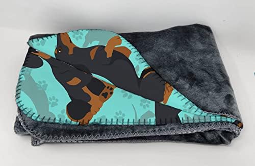 Caroline's Treasures MLM1039TBLT Black and Tan Dachshund Soft Travel Blanket with Bag Airplane Blanket, Indoor Outdoor Camping Blanket for Traveling, Picnics, Beach Trips, Concerts