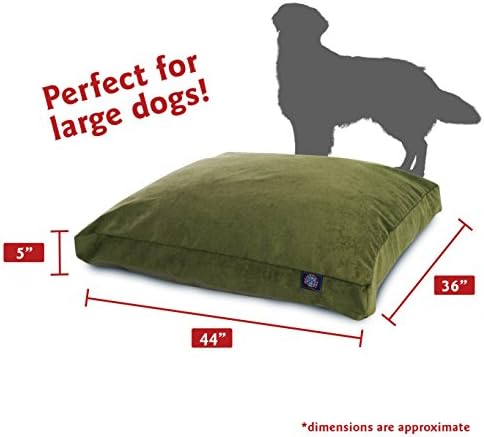 Majestic Pet Rectangular Dog Bed, Large, 44x36x5 in, Washable, Fern