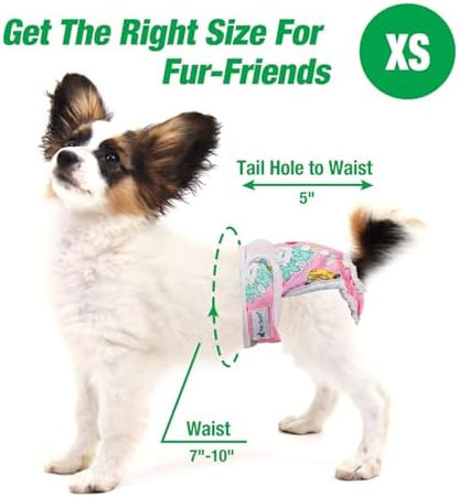Pet Soft Female Dog Diapers, 3 Pack Washable Dog Diapers Female for Dogs in Heat Reusable Dogs Period Panties, Puppy Diapers (Animals, XS)