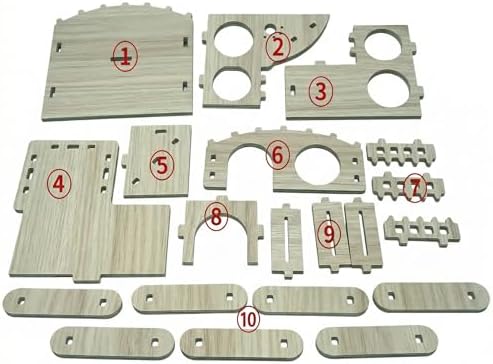 Multi-Chamber Wooden Hamster Hideout, House and Cage Accessory, Model 2