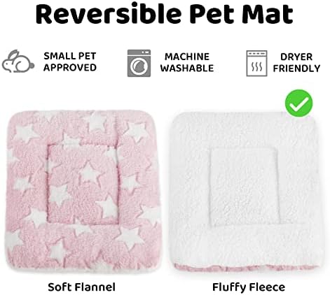 Amakunft 2 Pcs Guinea Pig Bed Mat Washable, Rabbit Winter Bed Pad for Indoor, Warm Small Animal Bed Mattres, Fleece Sleeping Pad for Bunny, Rat, Hedgehog, Sugar Glider, Chinchilla
