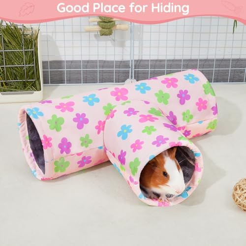 Glittme Washable Guinea Pig Tunnel, 17.7" Soft Plush Hideout for Small Pets