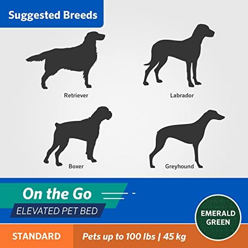 Coolaroo On-The-Go Elevated Dog Bed - Foldable Pop-Up Travel Dog Bed with Breathable, Moisture-Resistant Fabric, Carry Bag Included, Lightweight & Portable, Emerald Green, Large