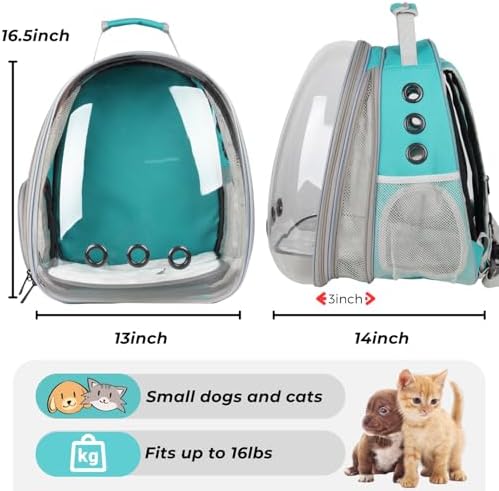 Lollimeow Cat Carrier Backpack, Expandable Bubble Pet Carrier for Cats and Small Dogs, Airline Approved Travel Backpack for Hiking, Walking & Outdoor Adventures - Supports up to 16 lbs