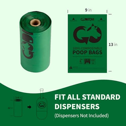 Certified Home Compostable Dog Poop Bags, 270 Extra Thick Bags (18 Rolls)