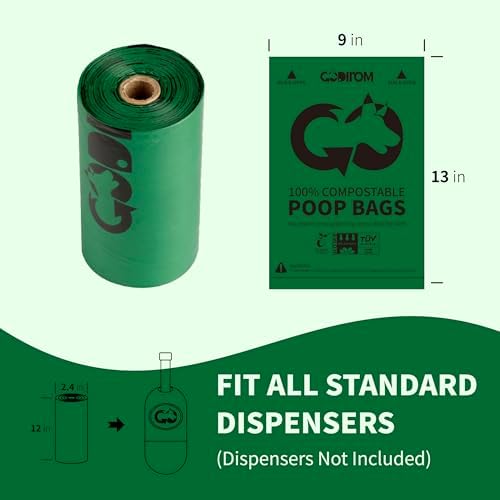 Certified Home Compostable Dog Poop Bags, 120 Extra Thick Bags (8 Rolls)