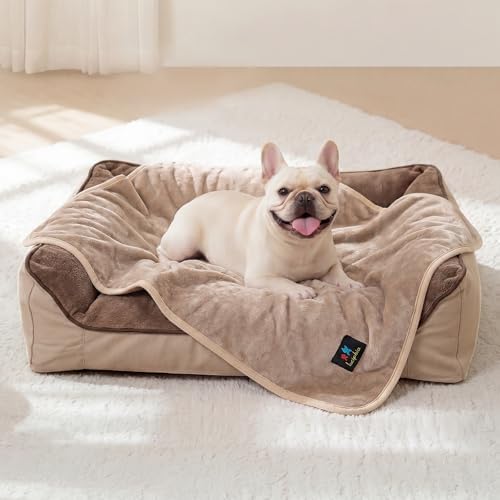 Luciphia Waterproof Pet Blanket, Washable Reversible Sherpa Fleece Throw