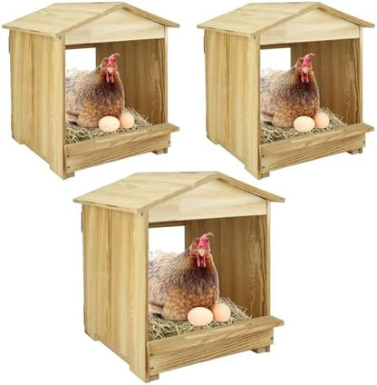 Chicken Nesting Box 3 Compartments - Wall Mount Wooden Egg Laying Nest Box for Chicken Coop, Easy to Assemble & Versatile Use for Hens, Ducks, Chickens