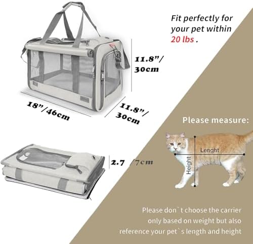 GAPZER Pet Carrier for Large Cat Soft-Sided Animal Traveling Bag up to 20lb