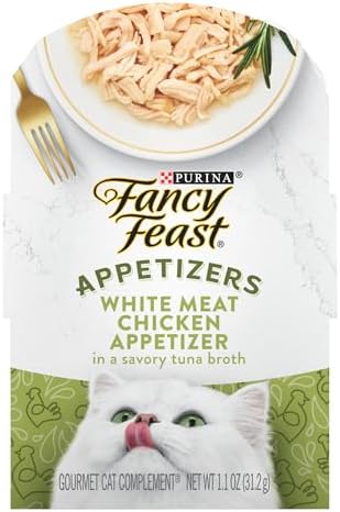 Purina Fancy Feast Appetizers Chicken in Tuna Broth Topper, 10 Ct, 1.1 oz