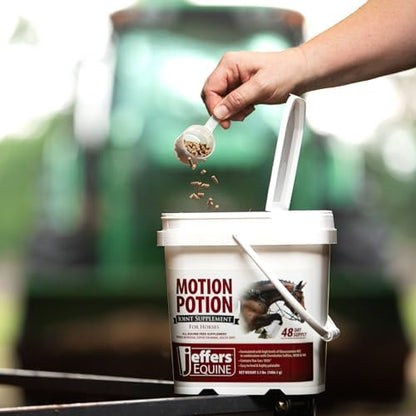 Jeffers Motion Potion Horse Joint Supplement Pellets – Glucosamine HCL, MSM, Chondroitin, Hyaluronic Acid, Vitamin C & E, Daily Equine Support for Senior & Active Horses – 3.1, lbs 48 Day Supply