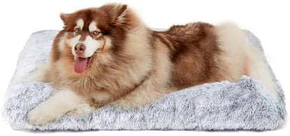 EHEYCIGA Fluffy Dog Crate Bed, Plush XX Large Dog Pillow, Grey