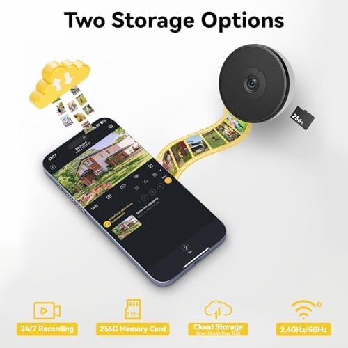 4MP Window Camera, 2.4GHz & 5.8GHz WiFi 6 Indoor Camera with Phone App, Cameras for Home Security with Full Color Night Vision, AI Person & Motion Detection, 24/7 Recording, Compatible with Alexa