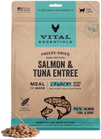 Vital Essentials Freeze Dried Cat Food, Salmon & Tuna Nibs, 12 oz Bag
