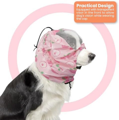 Nanaki Dog Shower Cap-Ear Protection for Bath, Adjustable Grooming Ear Cover, Waterproof Shower Caps for Dogs Hat, Reusable Pet Shower Caps for Bathing Grooming Swimming Drawstring Can be Trimmed