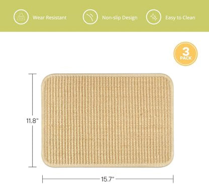 3-Pack Rabbit Scratching Pads – Natural Sisal Bunny Scratch Mat for Claw & Teeth Care, Small Animal Enrichment Toys, Chew-Resistant Bedding for Cages, Play Areas (15.7"x11.8")