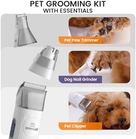 oneisall Dog Grooming Vacuum with Clipper & Nail Grinder&Trimmer