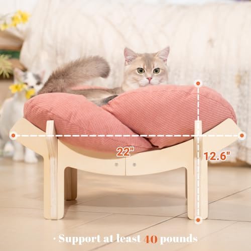 CHEERHOME PETS Elevated Cat Bed for Indoor Cats Couch Sofa Flower