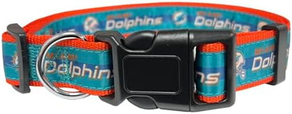 Pets First NFL Miami Dolphins Licensed PET COLLAR, Small - Heavy-Duty, Strong, and Durable Dog Collar. Available in 31 Football Teams and 4 Sizes