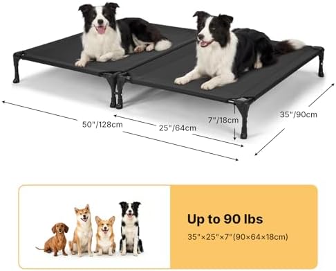 Veehoo Cooling Elevated Dog Bed, Outdoor Raised Dog Bed for Two Dogs