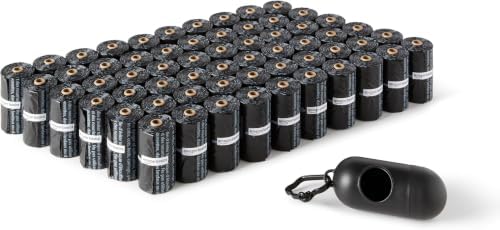 Amazon Basics Dog Poop Leak Proof Bags with Dispenser and Leash Clip, Unscented, 13" x 9", (60 Rolls), 900 Count (Pack of 6)