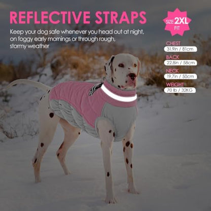 AOFITEE Dog Coat Warm Dog Winter Coat Waterproof Dogs Jacket with Harness