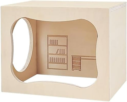 Hamster Hideout Wooden House,Hamsters Multi Chamber Hideout,Small Animal Habitat for Clear Observation,Hamster Toys for Dwarf Hamstersm,Gerbils, Hedgehogs, Rats, Mice(Study Room)
