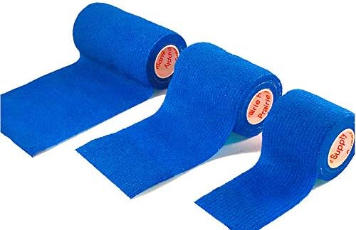 3 Inch Self Adhesive Bandage Wrap - Self-Sticking Vet Wrap - Blue, 12 Pack
