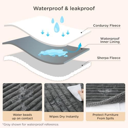 Bedsure ComfyFleece™ Waterproof Dog Blankets for Large Dogs,50x60