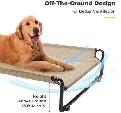 Veehoo Outdoor Elevated Dog Bed, Cooling Raised Dog Beds for Large Dogs