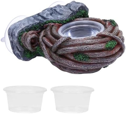 AIICIOO Vine Reptile Feeding Ledge Pet Food Bowl Water Dish Amphibian Feeder Bowl Reptile Terrarium Decor for Bearded Dragon Lizard Snake Frog Gecko Tortoise Hermit Crab