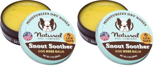 Natural Dog Company Snout Soother Dog Nose Balm – Moisturizer for Dry Crusty Noses, Summer Care for Outdoor Dogs, Hot Weather, Beach Days & Walks with Coconut Oil & Shea Butter, 2 oz Tin (Pack of 2)