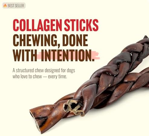 Natural Farm Braided Collagen Chews for Dogs (12 Inch, 6 Pack), Collagen Sticks, Natural Dog Chews, Long Lasting, for Small, Medium and Large Dogs, Odor-Free, Rawhide Alternative