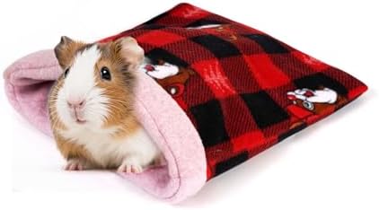 NAPLORD Small Pet Fleece Set,Guinea Pig Snuggle Sack, Tunnel,Fleece Forest Hideout,Square and Round Potty Pads for Guinea Pigs and More