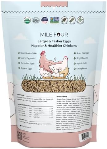 Mile Four Organic Chicken Feed, Layer Pellet, Non-GMO, USA Grown 2 lbs