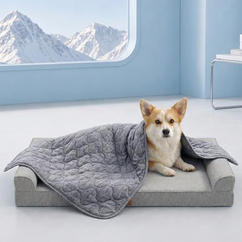 Cozy Bliss Deluxe Leakproof Cooling Blanket for Small Dogs Q-Max 0.5, Soft & Durable Washable Pet Cooling Mat for Hot Weather, Livingroom, Pet Throw & Couch Protector for Cats, Charcoal Grey, 25"x35"