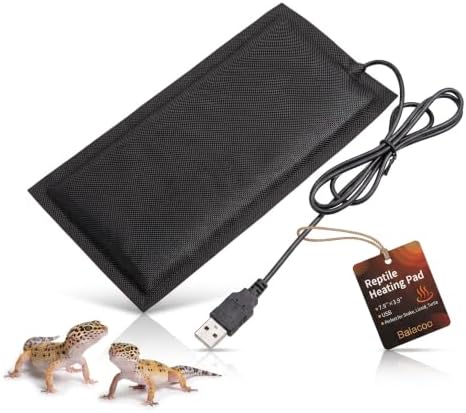 Balacoo USB Reptile Heating Pad, Under Tank Heater for Snake, Lizard, Turtle, Terrarium Heat Mat for Reptile, Consistent Temperature Control (Black, 7.9 x 3.9 in)