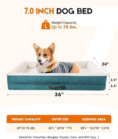 Upvilla Orthopedic Dog Bed, Four-Sided Medium Dog Sofa, Washable Cover Blue