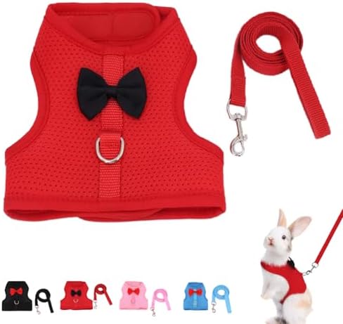 Bunny Harness and Leash Set for Walking Escape Proof, Red L