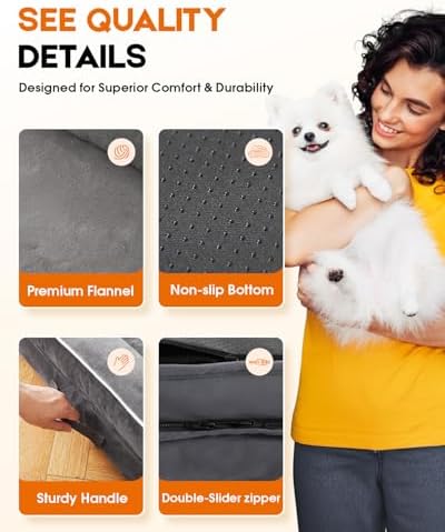 Upvilla Orthopedic Dog Bed, Four-Sided Medium Dog Sofa, Washable Cover Gray