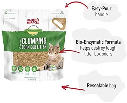 Nature's Miracle Premium Clumping Corn Cob Litter, Tough Odor Bio-Enzymatic Formula, Dust Free