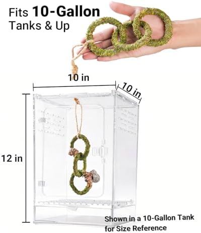 Hermit Crab Climbing Toy, Hanging Moss Climbing Rings for Hermit Crab Tank Accessories, 11 in Crabitat Decor with Rope, Textured Hermit Crab Climbing Accessory for Small Hermit Crabs