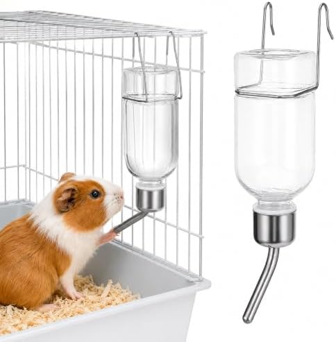Beavorty Hanging Water Bottle Automatic Feeder Portable Water Dispenser for Small Animals Rabbit Cat Bird Pet Supplies 8.66X1.96X2.55In S Size