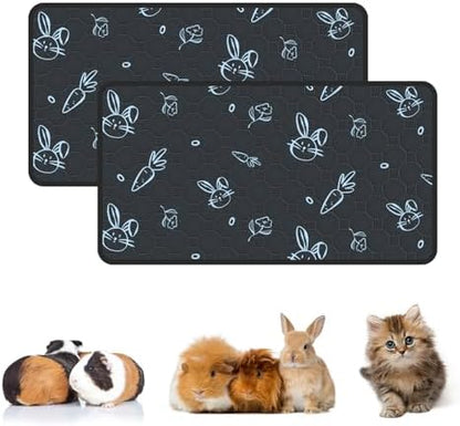2-Pack Guinea Pig Cage Liner Washable, 16in x 30in Ultra-Absorbent Guinea Pig Bedding for Cage Non-Slip Leak-Proof Pee Pads for Dogs Rabbit Bunny Cat Litter Mat, Navy