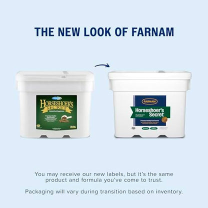 Farnam Horseshoer's Secret Pelleted Hoof & Biotin Supplements, Nutrient-Rich Formula with Amino & Fatty Acids, Omega-3 Minerals, Promotes Hoof Growth & Supports Cracked Hooves, 38 lb, 100-Day Supply