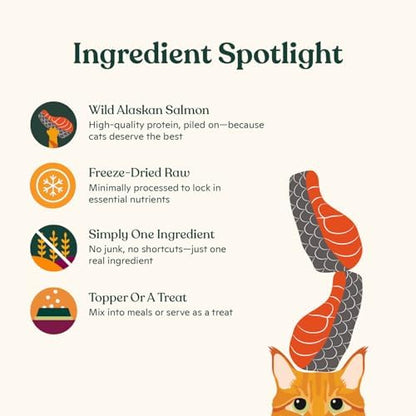 Made by Nacho Freeze-Dried Cat Treats - Healthy, Limited Ingredient Cat Treats - High Protein, Nutrient-Rich Crunchy Treats. (Wild Alaskan Salmon (.7 oz))