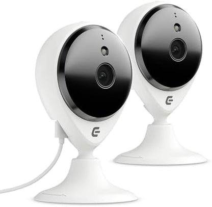 Smart Security Camera Indoor Plug-in Wired, 2 Pack 1080p IP/WiFi Cam for Home Pet Elder Video Monitoring, Two-Way Audio + Phone App, Motion Detection, Compatible with Alexa (White)