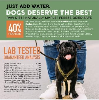 Nature's Diet Simply Raw® Freeze-Dried Raw Whole Food Meal - Makes 18 Lbs Fresh Raw Food With Muscle, Organ, Bone Broth, Whole Egg, Superfoods, Fish Oil Omega 3, 6, 9, Probiotics, Prebiotics (Chicken)