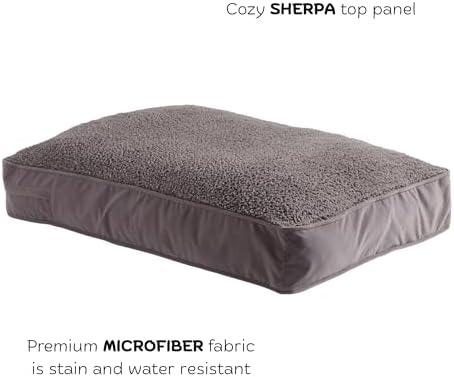 Buster Deluxe Reversible Pillow Style Sherpa Dog Bed, Gray, Medium (42 x 30 in.)